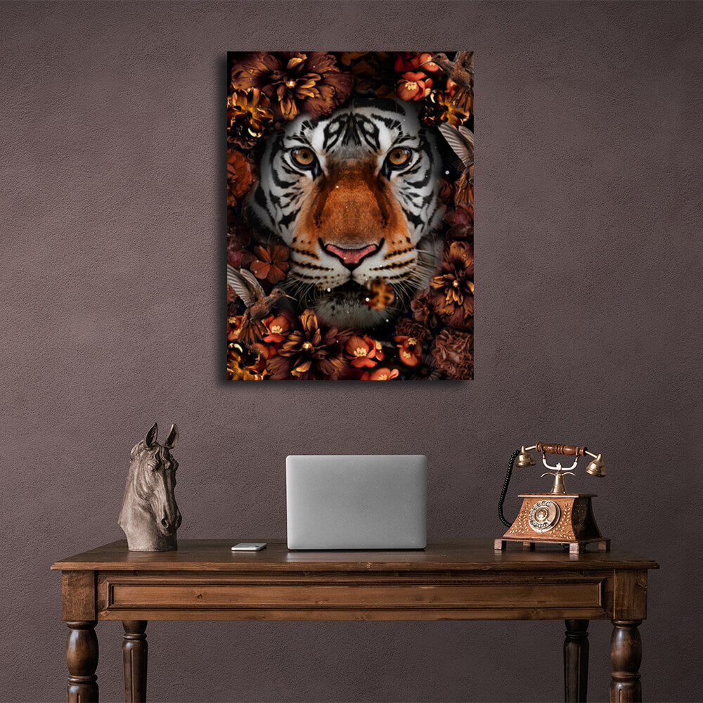 Kunstdruck auf Leinwand „Ein Tiger in Farben“