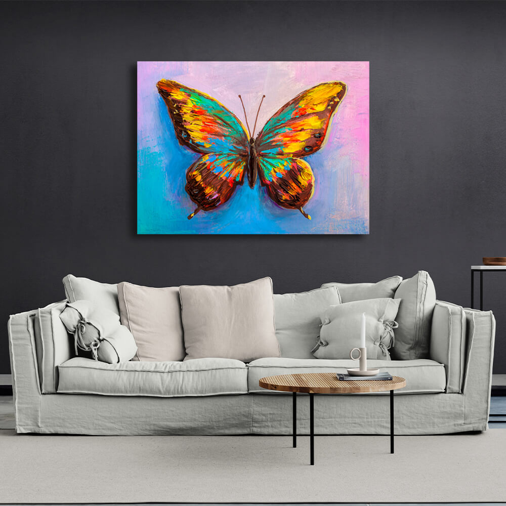 Kunstdruck auf Leinwand mit Schmetterling