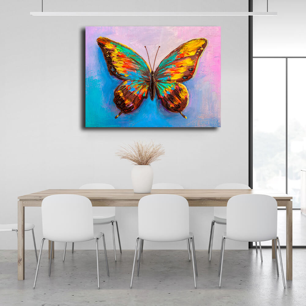 Kunstdruck auf Leinwand mit Schmetterling