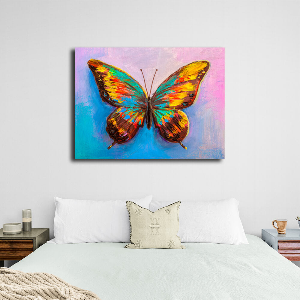 Kunstdruck auf Leinwand mit Schmetterling