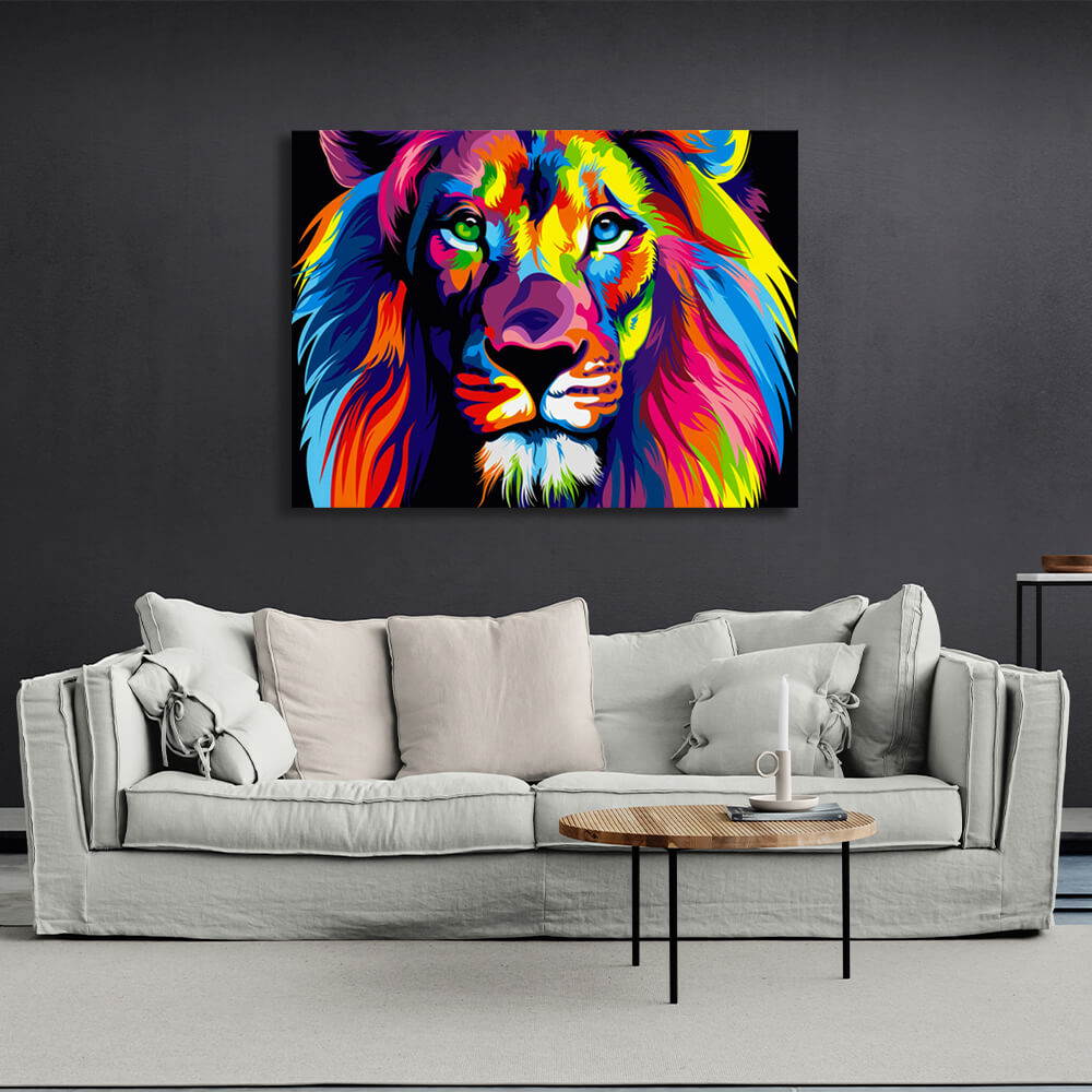 Multicolored lion Canvas Wall Art Print