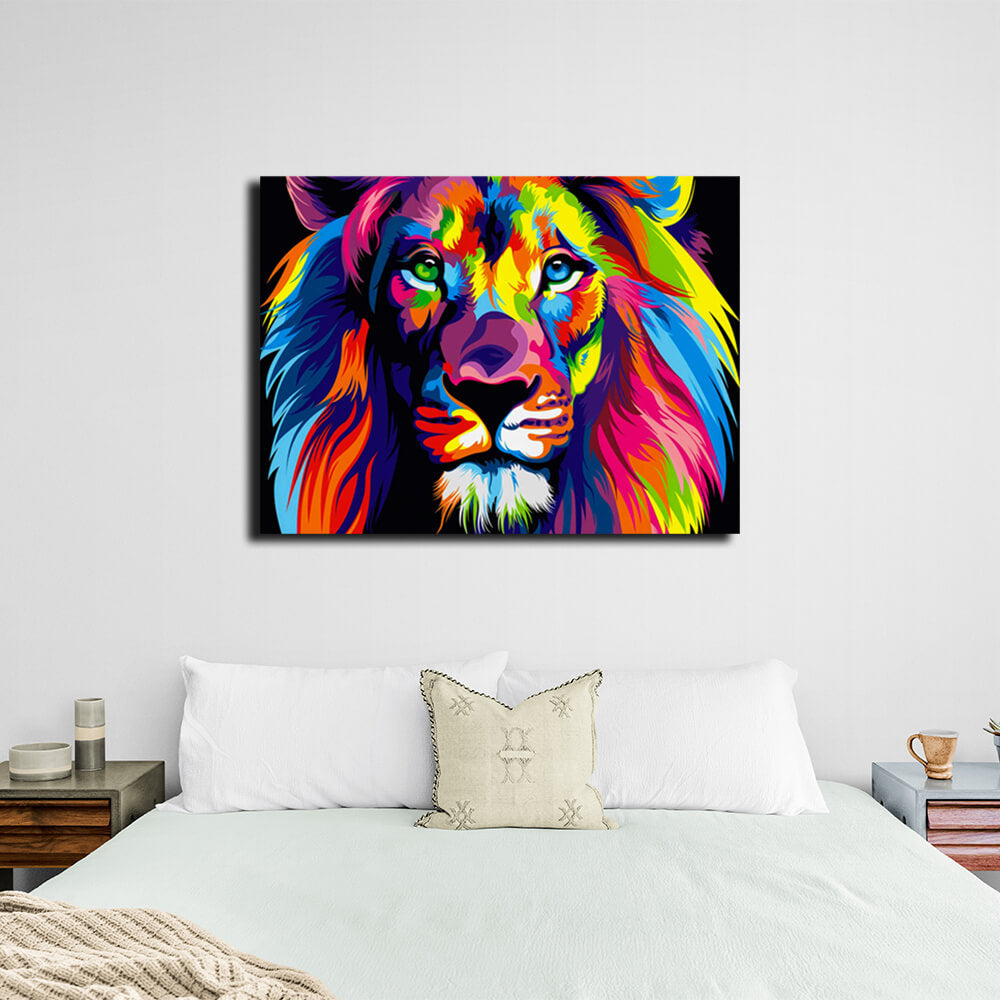 Multicolored lion Canvas Wall Art Print