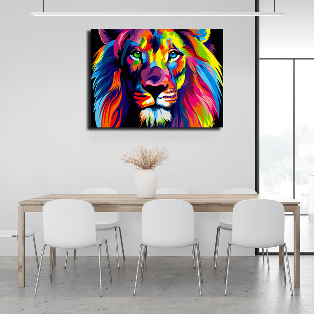 Multicolored lion Canvas Wall Art Print