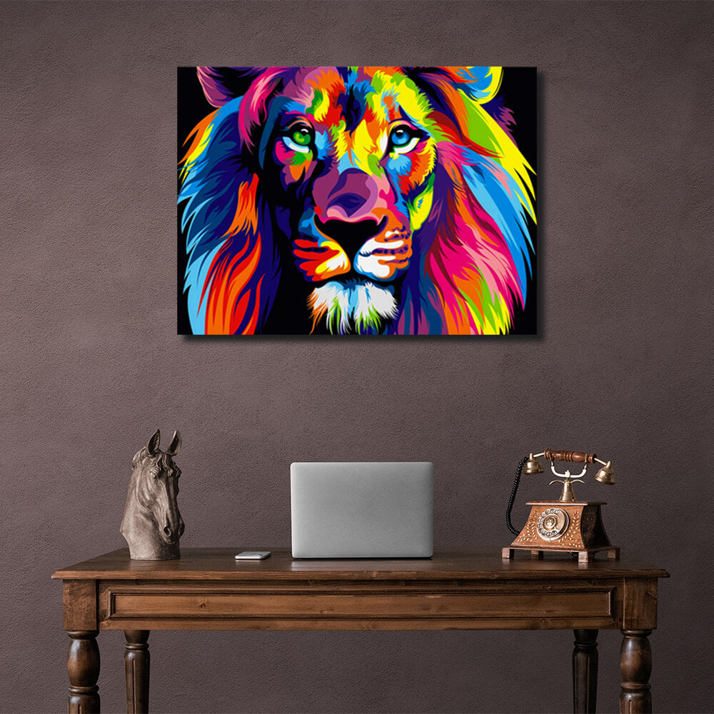 Multicolored lion Canvas Wall Art Print