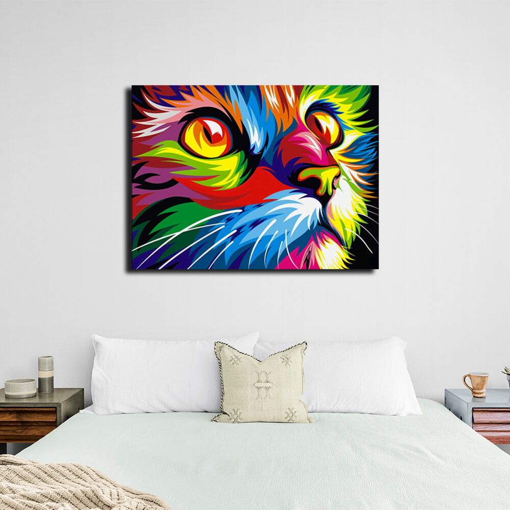 Colorful cat Canvas Wall Art Print