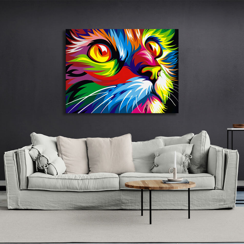 Colorful cat Canvas Wall Art Print