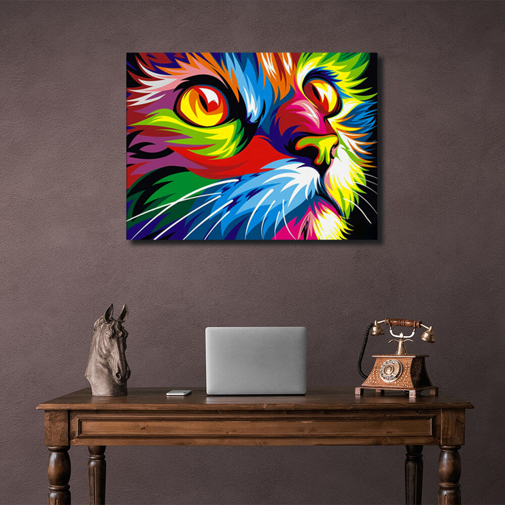 Colorful cat Canvas Wall Art Print