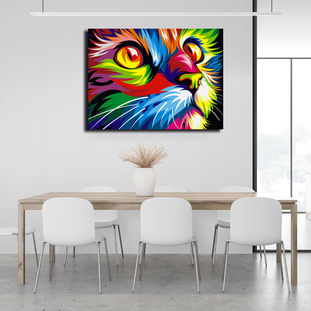 Colorful cat Canvas Wall Art Print