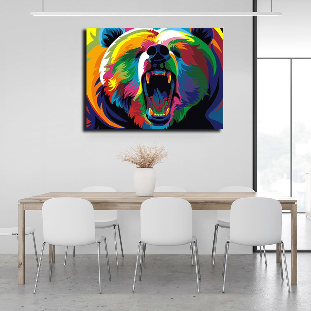 Colorful bear Canvas Wall Art Print