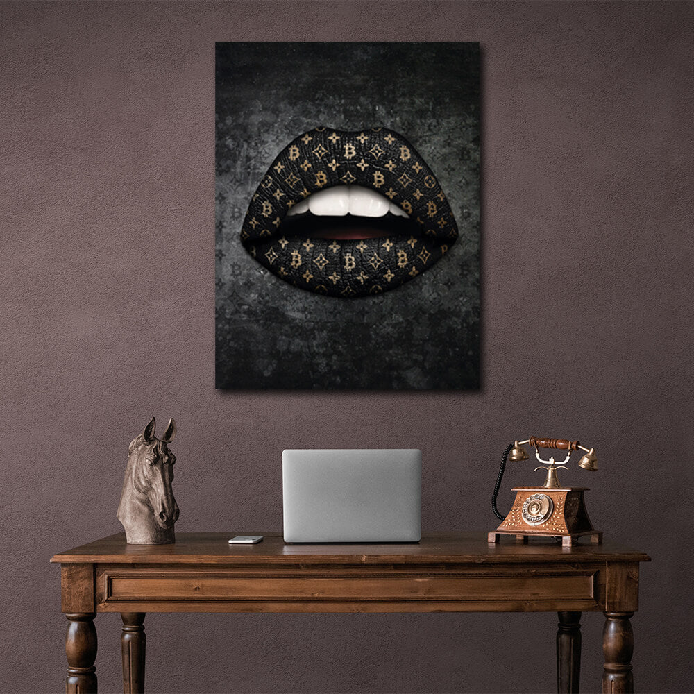 Bitcoin Lips Canvas Wall Art Print