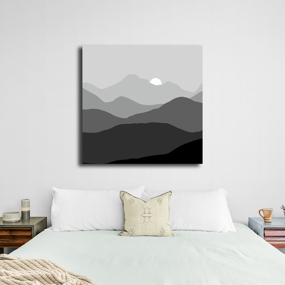 Abstraction Black and white mountains Canvas Wall Art Print