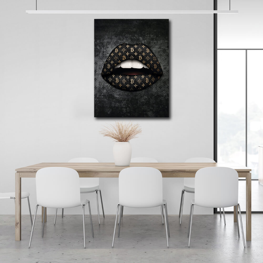 Bitcoin Lips Canvas Wall Art Print