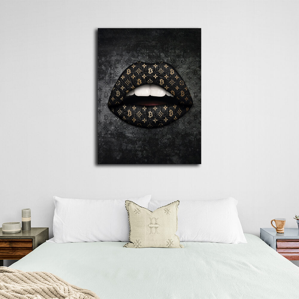 Bitcoin Lips Canvas Wall Art Print