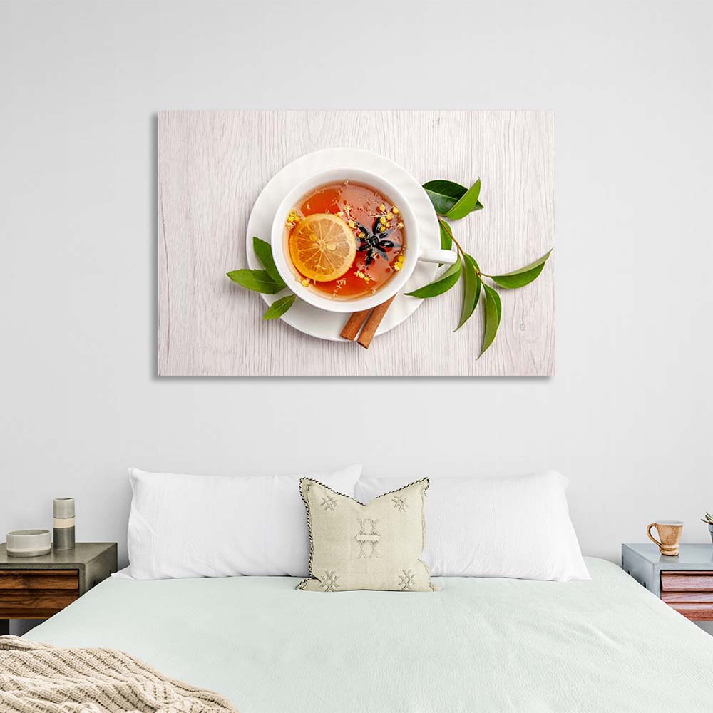 Canvas Wall Art Print For Kitchen Green tea with spices