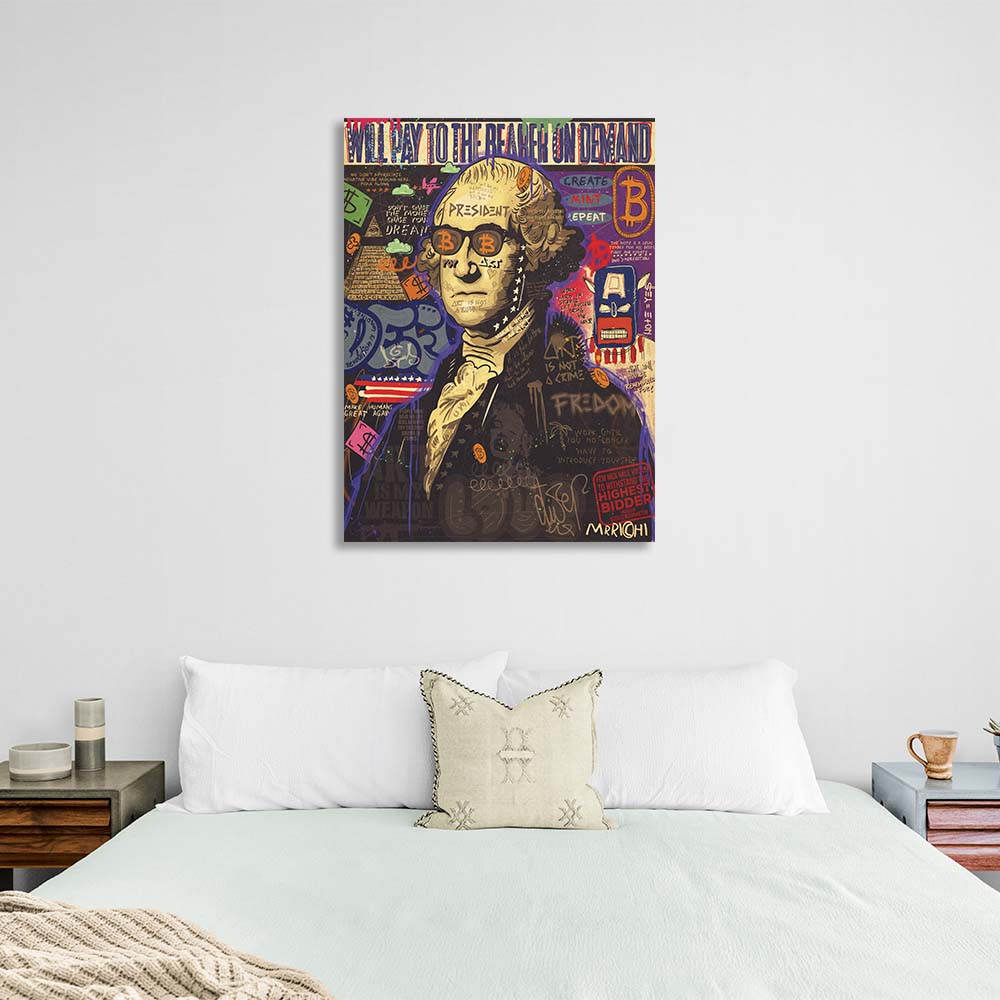 Pop-Art-Kunstdruck mit George Washington auf Leinwand