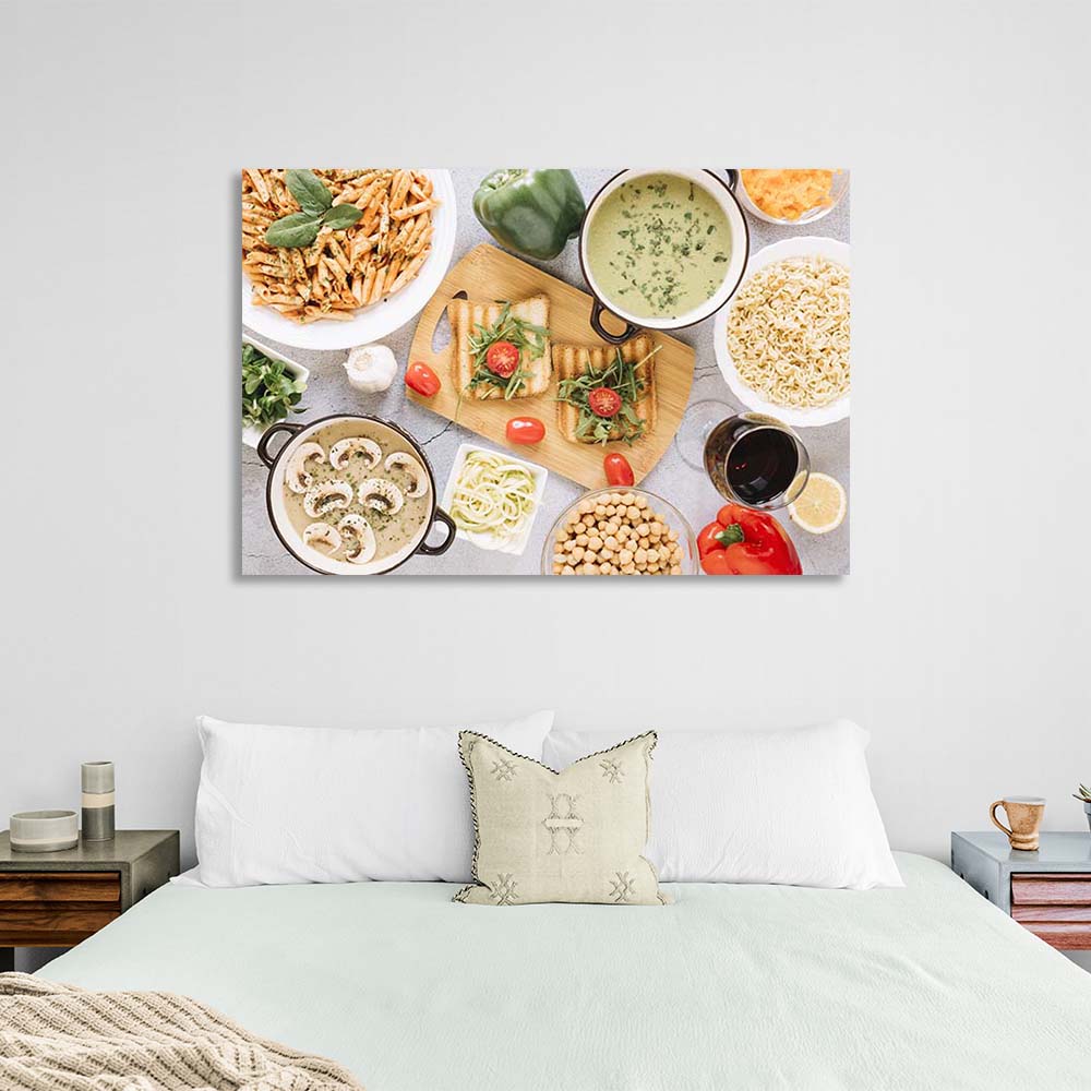 Canvas Wall Art Print For Kitchen Arugula Toast and Lunch