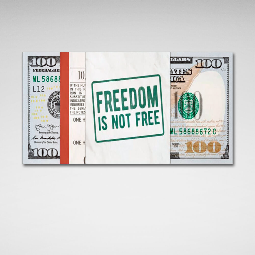 Dollar Freedom is not free Inspirational Canvas Wall Art Print