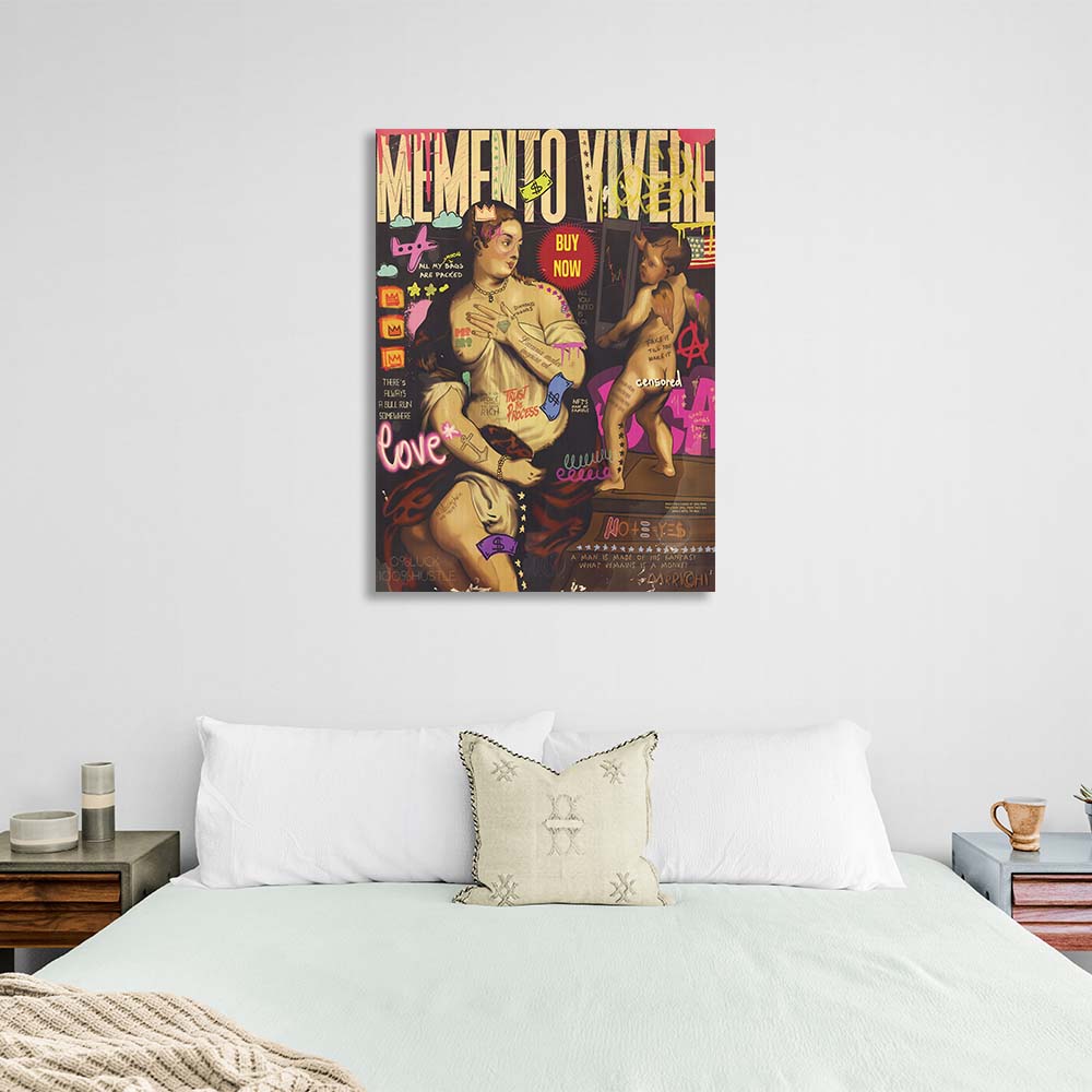 Pop-Art-Kunstdruck „Memento Vivere“ auf Leinwand