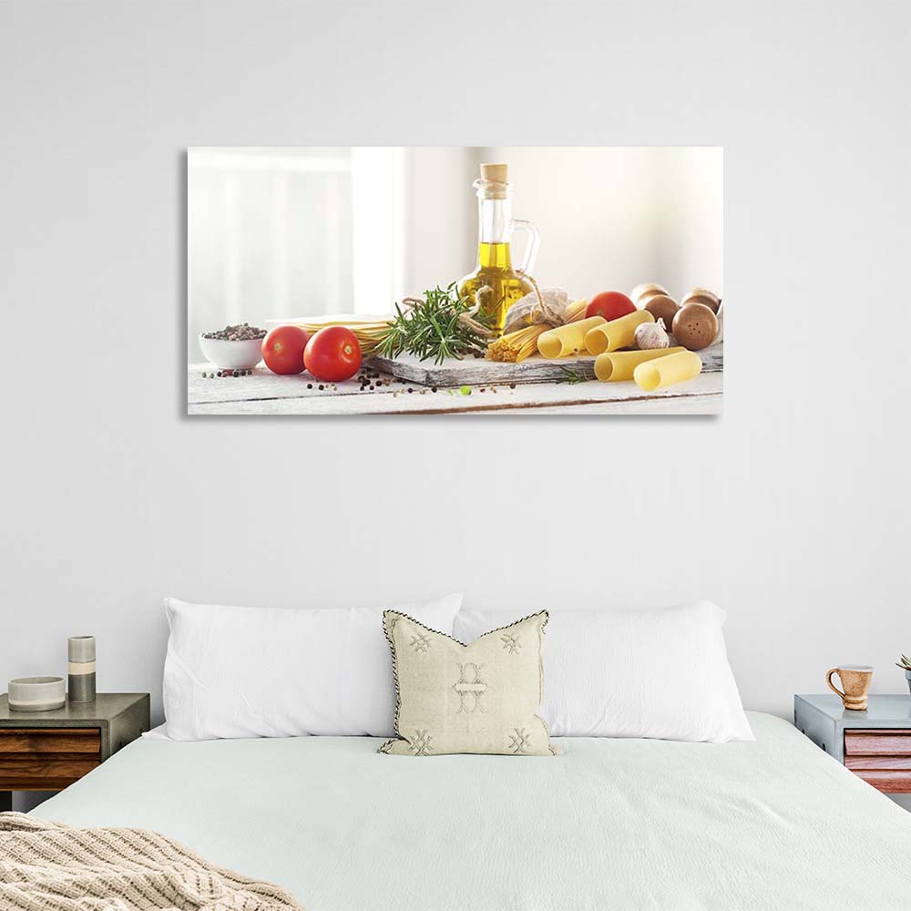 Canvas Wall Art Print For Kitchen Olive oil with spices