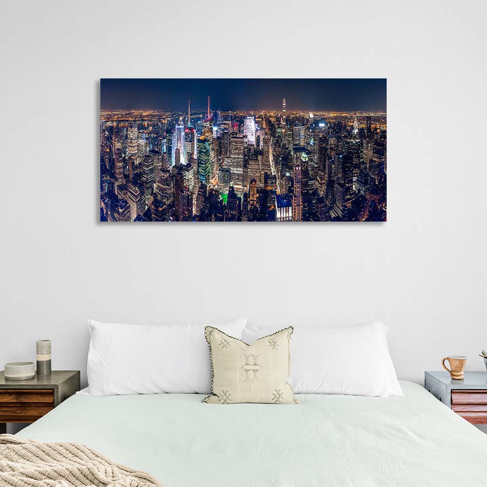 Canvas Wall Art Print View of night skyscrapers