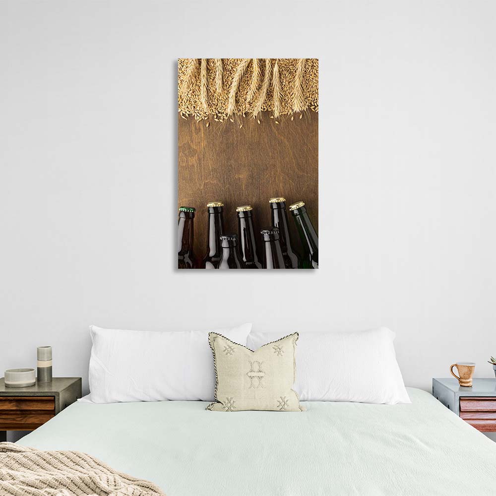 Canvas Wall Art Print For Kitchen Beer and barley grains