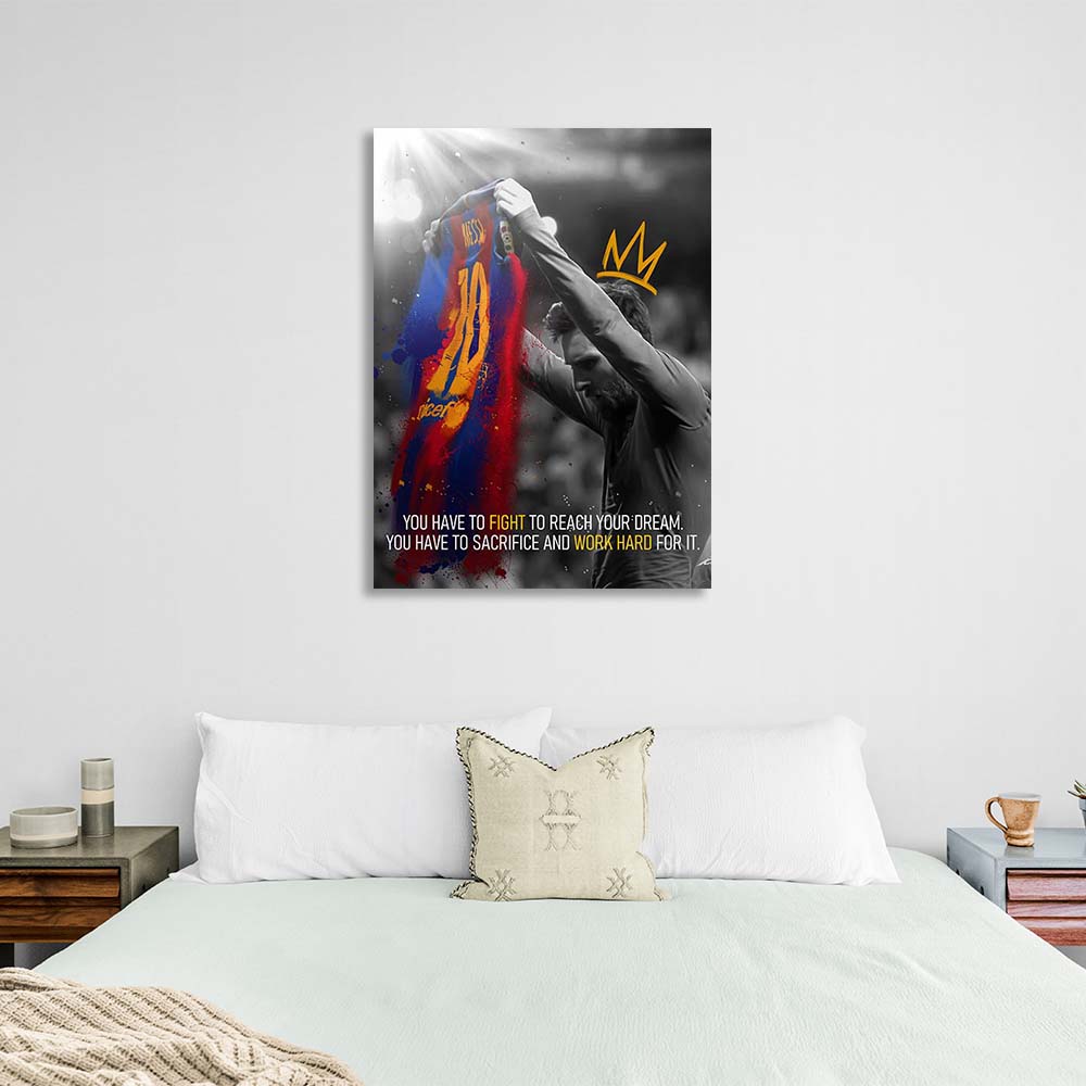 Soccer player Lionel Messi quote Motivational Canvas Wall Art Print