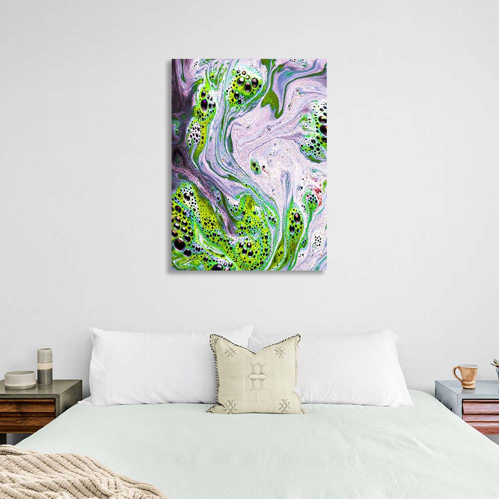 Abstraction Canvas Wall Art Print Divorces of green paint on water