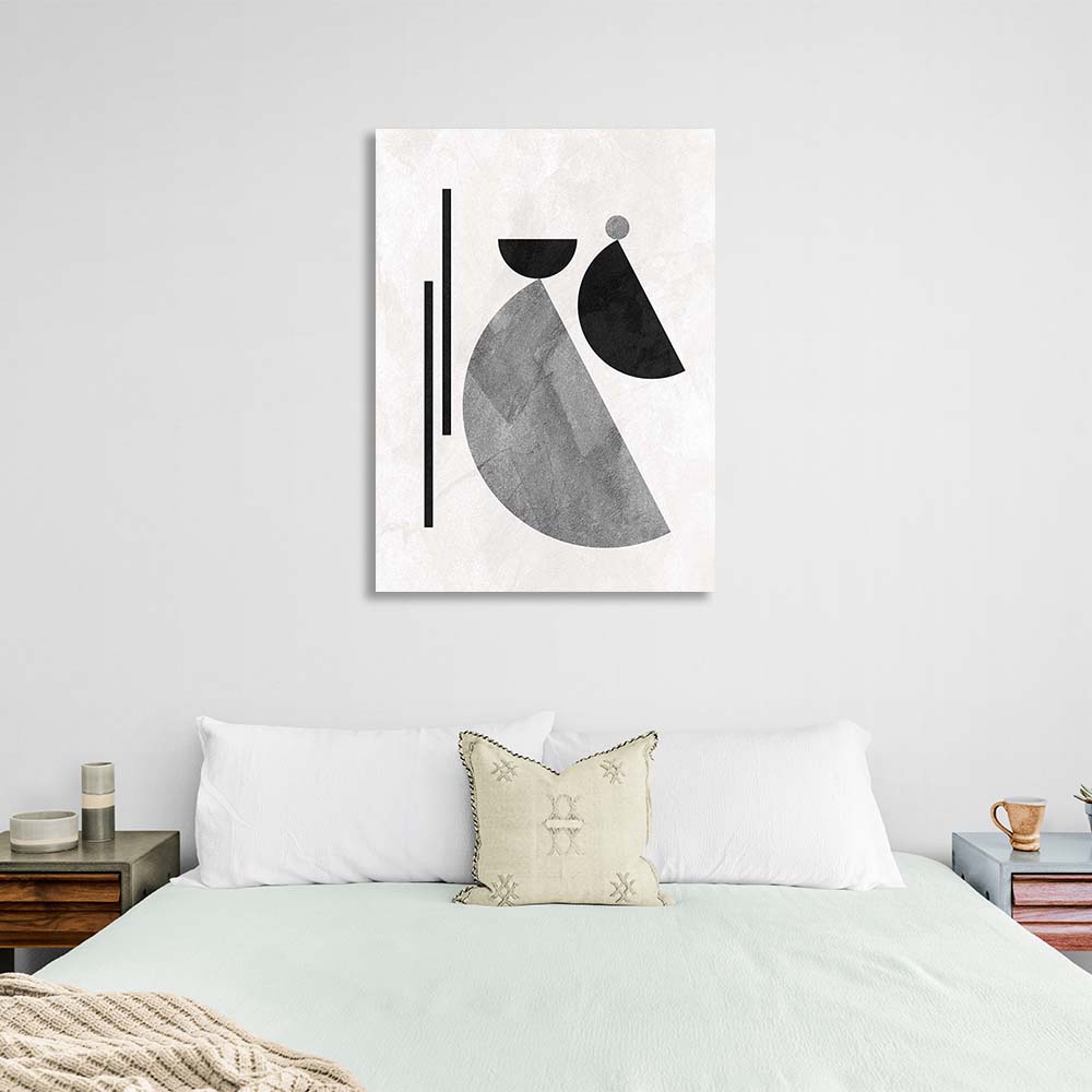 Abstraction Canvas Wall Art Print Gray and black geometric figures