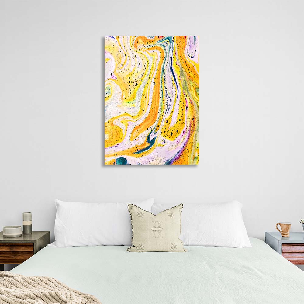 Abstraction Canvas Wall Art Print Diffusions of yellow paint on water