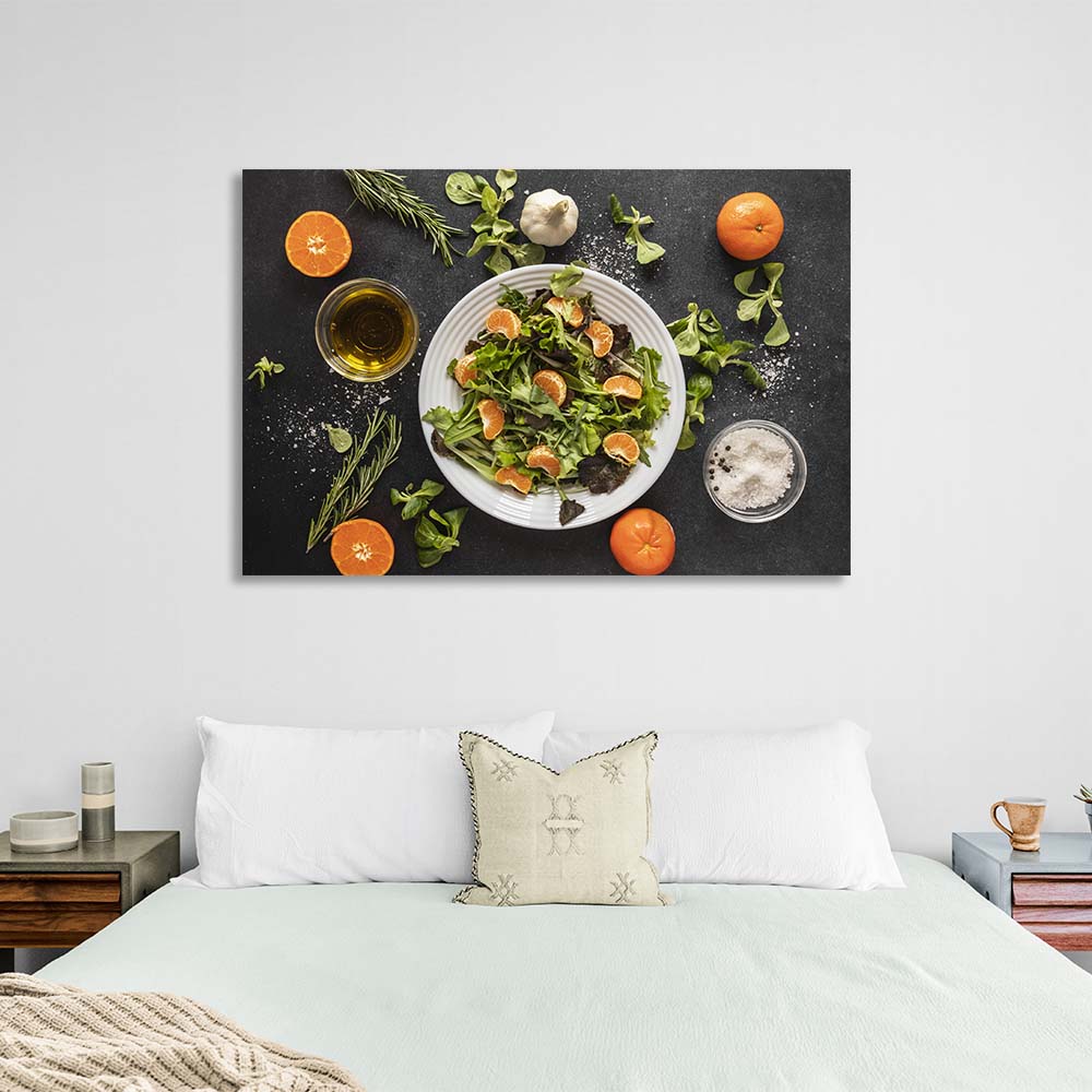 Für die Küche Mandarinensalat Leinwand Wand Kunstdruck für Küche