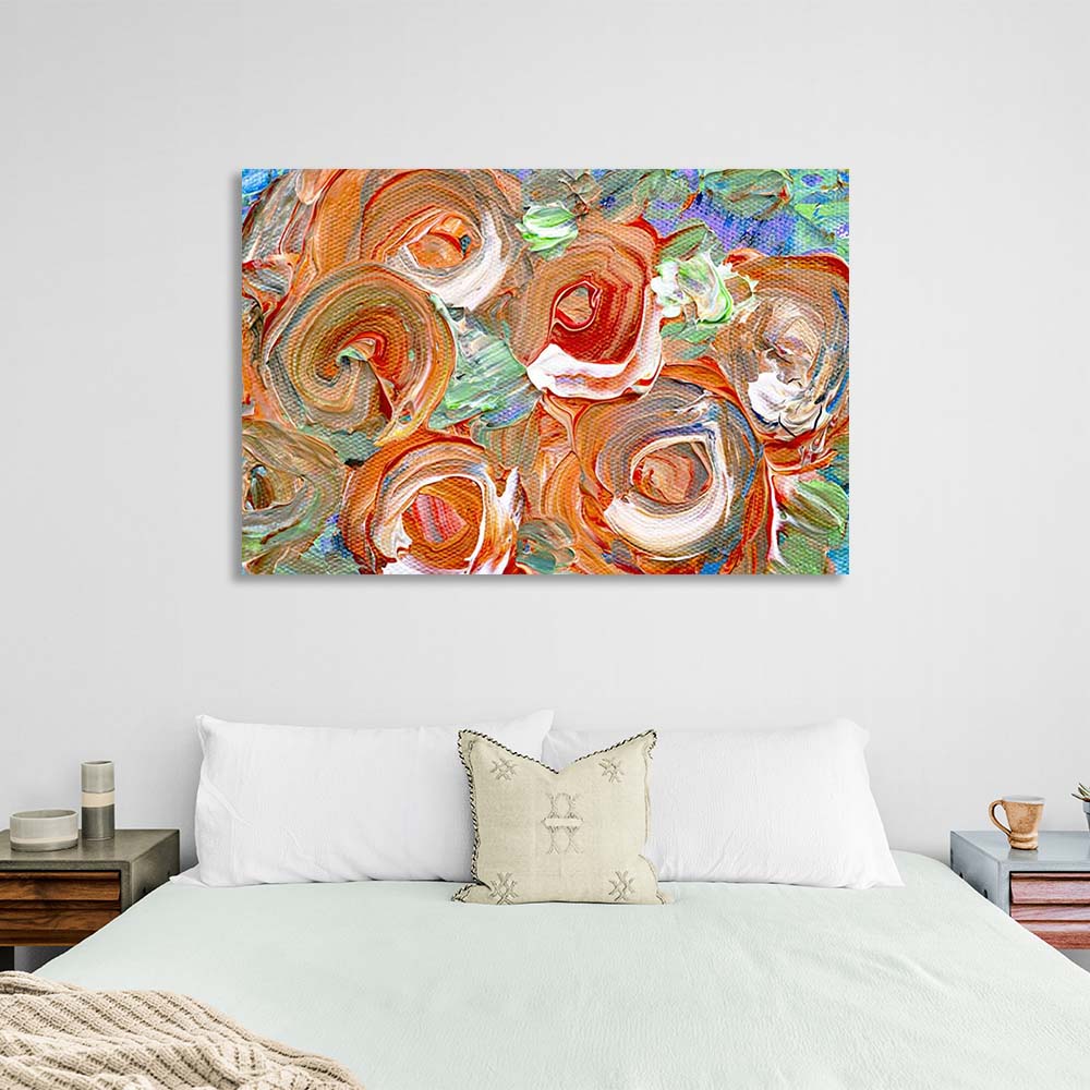 Abstraktion Leinwand Wand Kunstdruck Orange Rosen