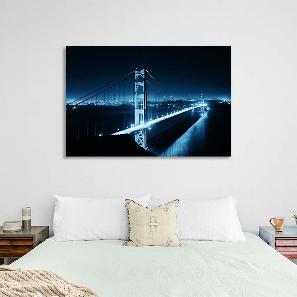 Canvas Wall Art Print Night Bridge Over San Francisco