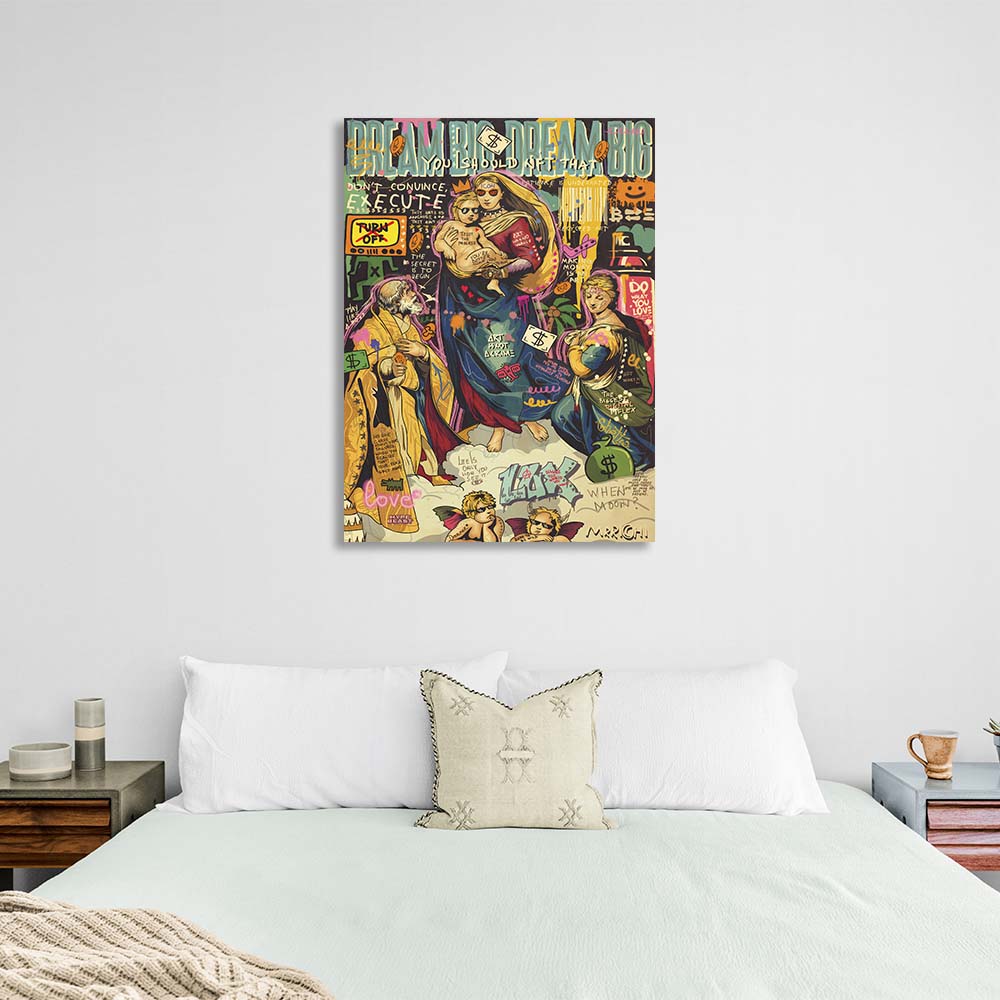 Pop-Art-Kunstdruck „Madonna mit Kind“ auf Leinwand