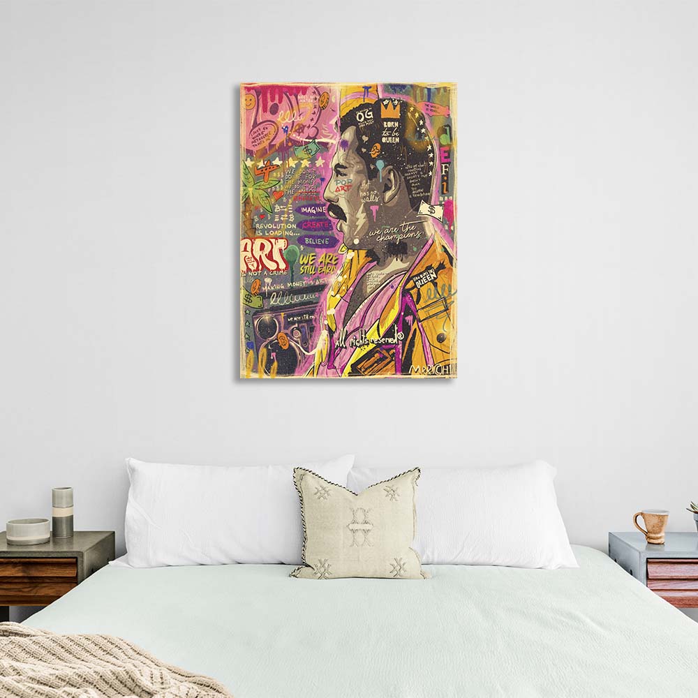 Pop-Art-Kunstdruck „Freddy Mercury“ auf Leinwand