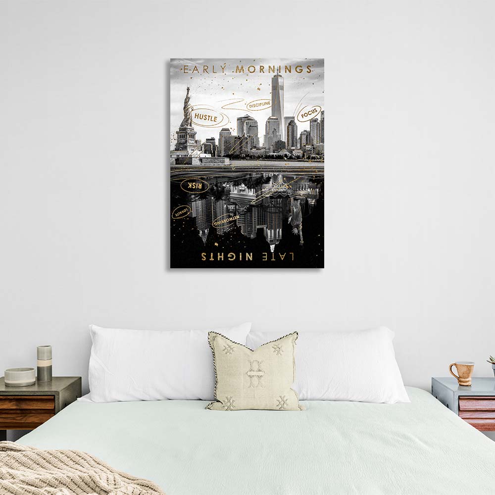 Motivational canvas painting for the office Early mornings, late nights Motivational Canvas Wall Art Print