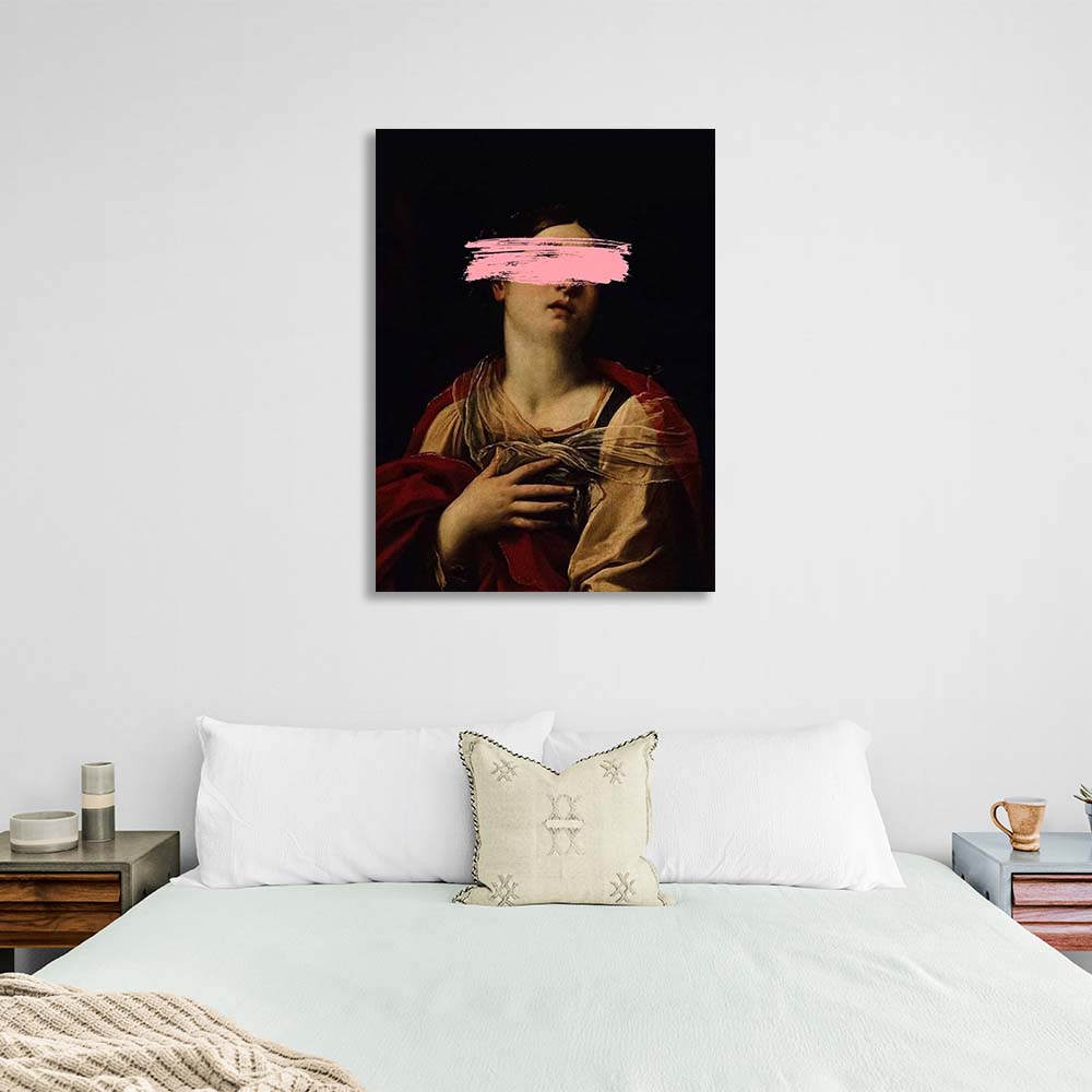 Canvas Wall Art Print St. Margaret with pink paint on her face