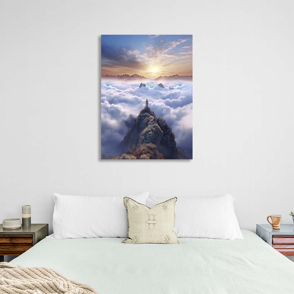 Dawn over the clouds Canvas Wall Art Print