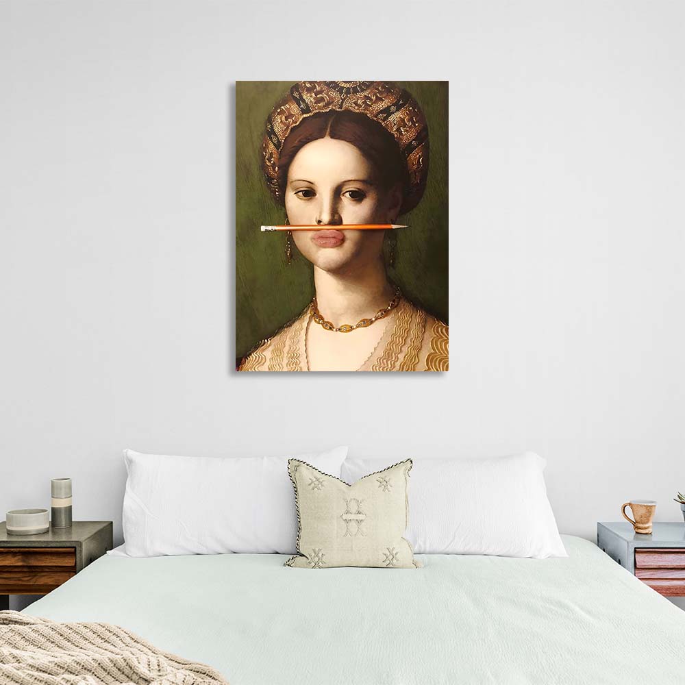 Kunstdruck auf Leinwand, Lady Medici mit Bleistift