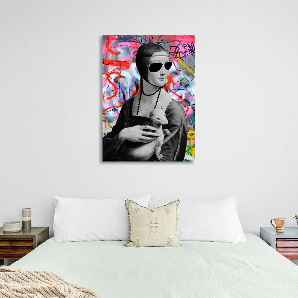 Kunstdruck auf Leinwand, Dame mit Horostay in Brille