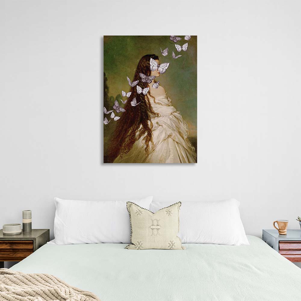 Canvas Wall Art Print Elisabeth of Bavaria with butterflies