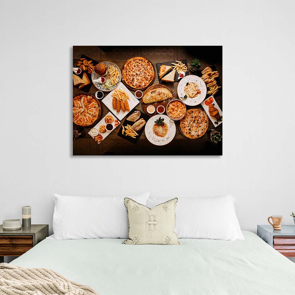 Canvas Wall Art Print For Kitchen A variety of baked goods for tea