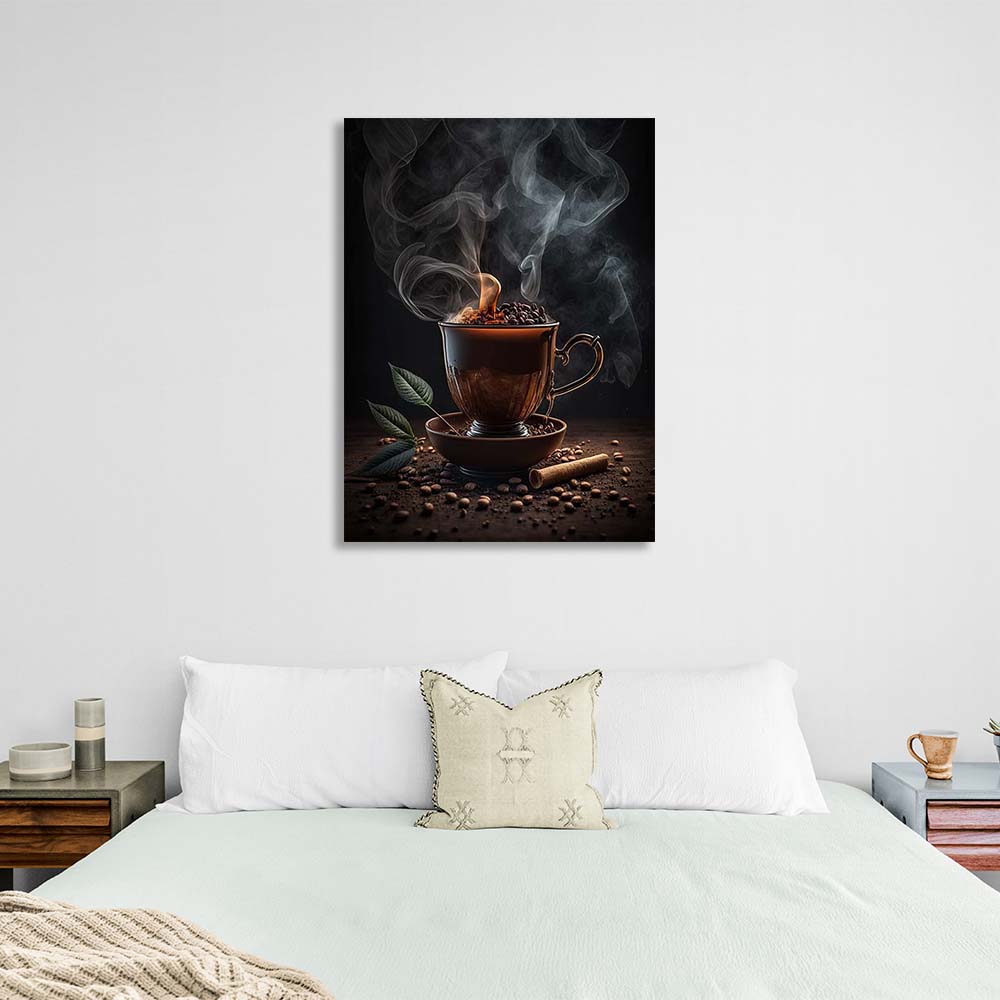 Canvas Wall Art Print For Kitchen Cup of coffee with chocolate