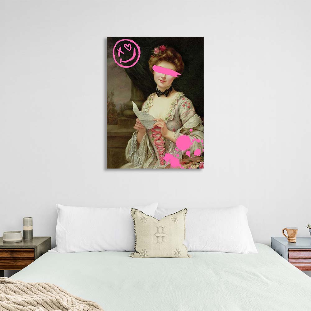 Canvas Wall Art Print Love letter with pink paint