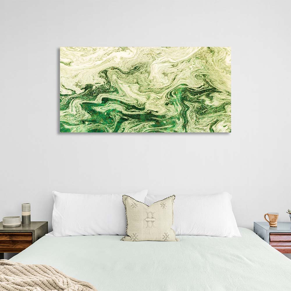 Abstraction Canvas Wall Art Print Divorces of white-green paint on water