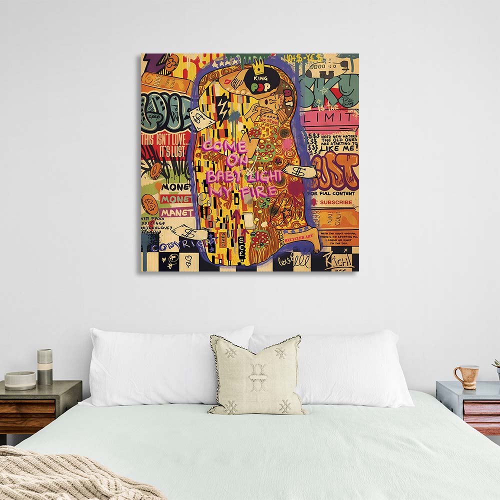 Pop art kiss Canvas Wall Art Print