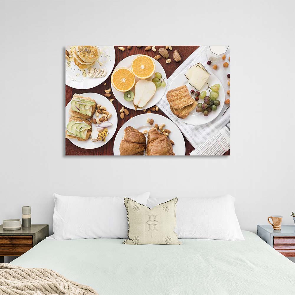 Canvas Wall Art Print For Kitchen Fruits and pastries