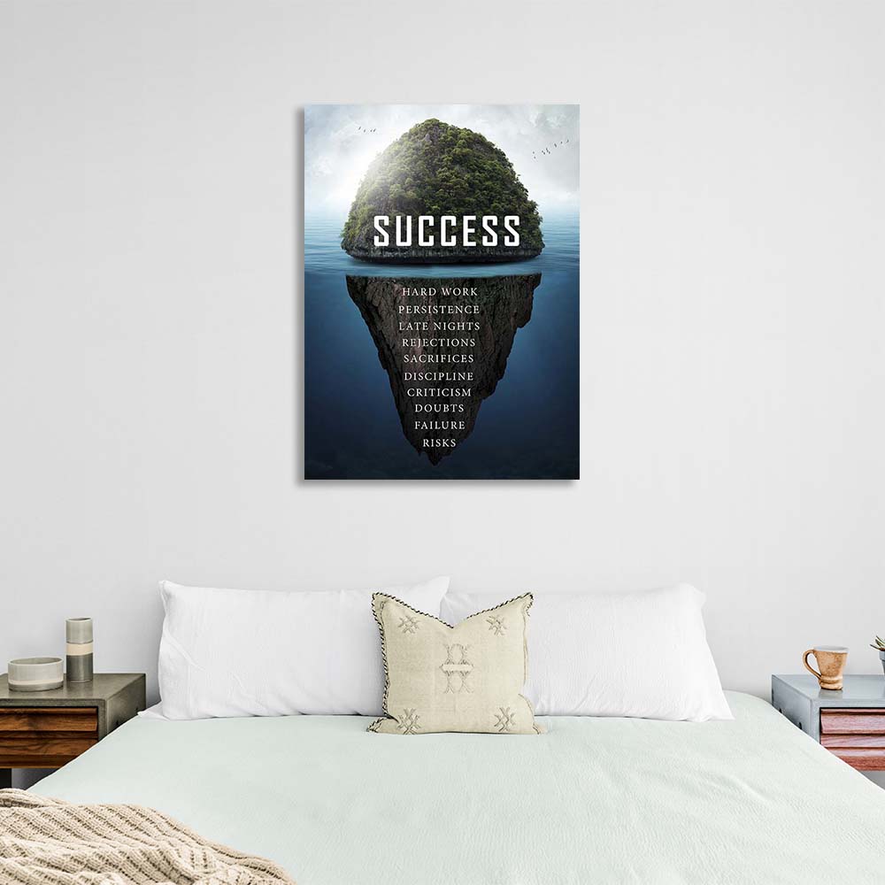 Motivierender Kunstdruck auf Leinwand, Motiv „Success Island“