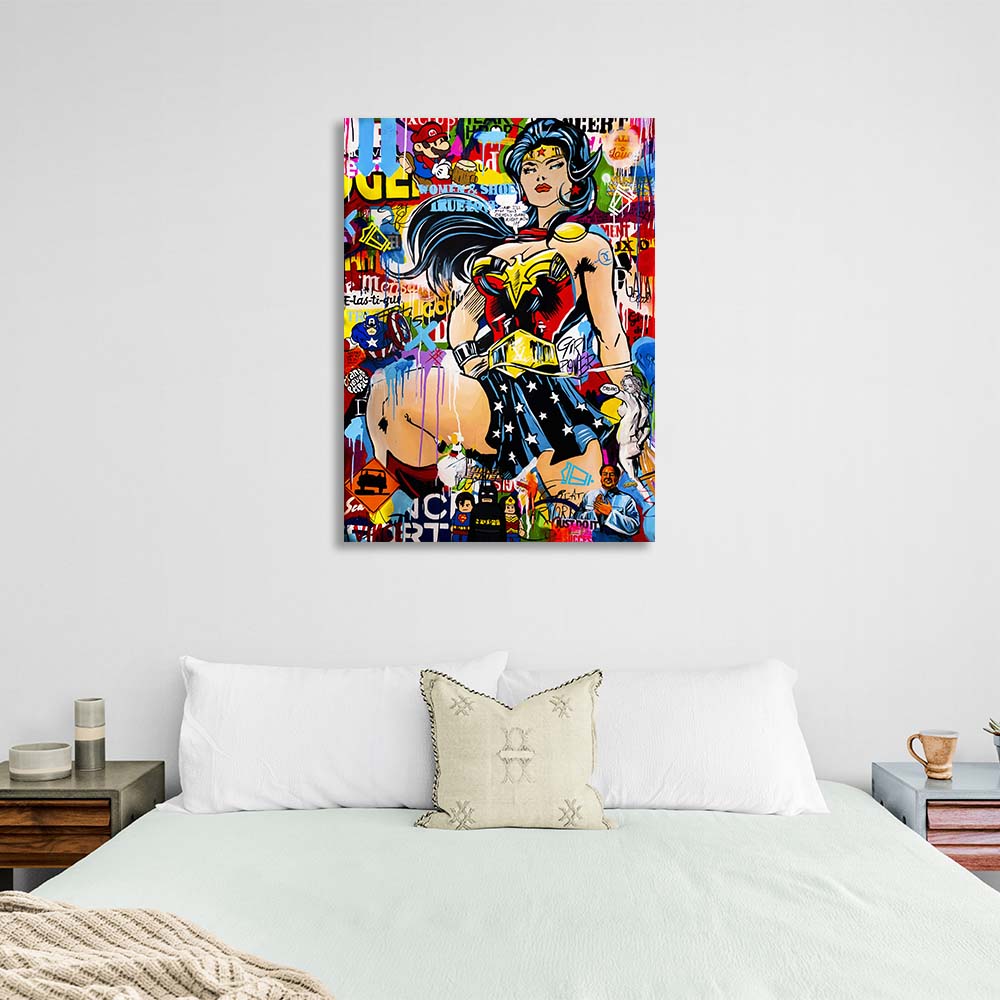 Pop-Art-Kunstdruck „Wonder Woman“ auf Leinwand, Wanddekoration