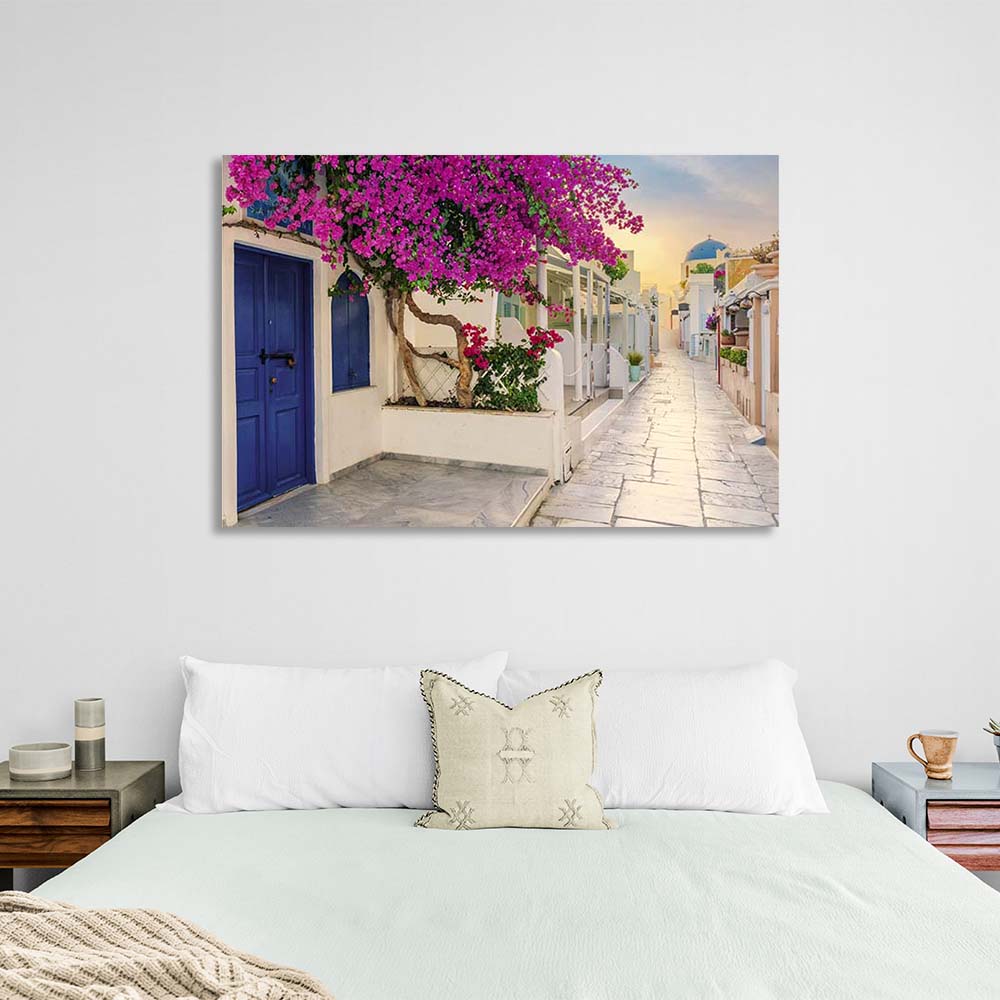 Kunstdruck auf Leinwand, Straße im griechischen Paros