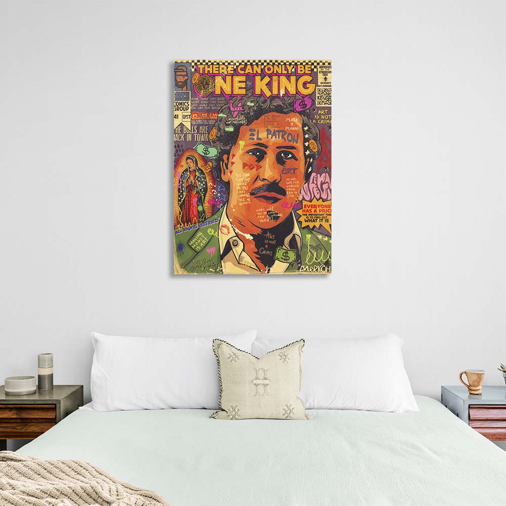 Pop-Art-Kunstdruck auf Leinwand, Motiv: Pablo Escobar